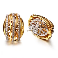 La oferta de hoy oro color pendiente micro pave ajuste con cubic zirconia stud pendientes nuevo con piedras pendiente de la manera para las mujeres