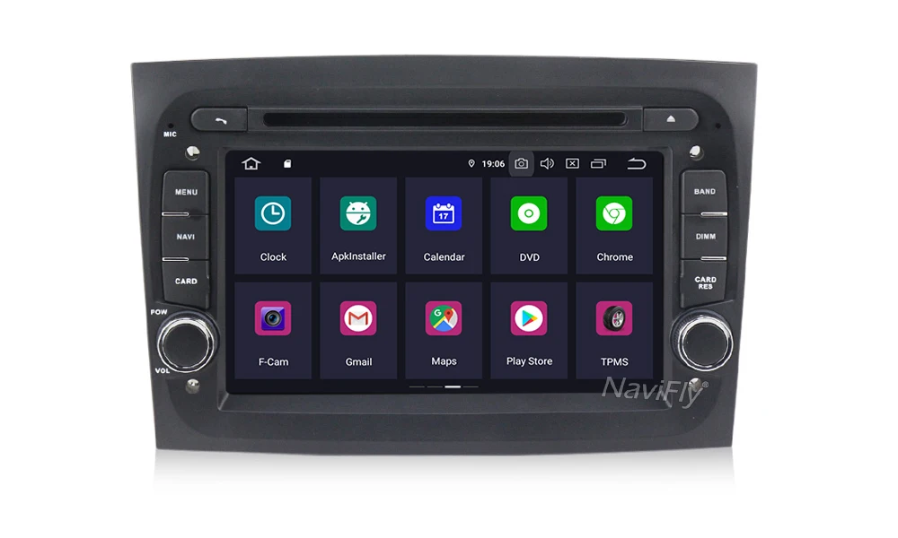 Sale NaviFly IPS Screen DSP Android9.0 HD 1024*600 CAR DVD player gps navigator for Fiat Doblo 2016 car DAB OBD2 DVR view camera 18