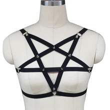 Рождественская одежда, жгуты в форме пентаграммы, женский бюстгальтер в клетку, бандаж, готический, на заказ, ведьмы, Лига, экзотический укороченный топ, harnes