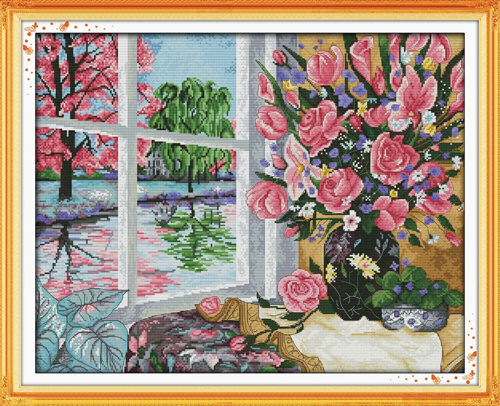 

Blossom (oil painting) counted printed on fabric DMC 14CT 11CT Cross Stitch kitsembroidery needlework Sets Home Decor