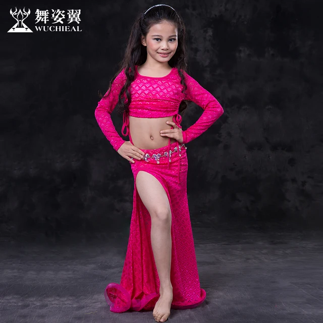 Newest Fashion high quality lace Belly dance 2pcs set for little girl/children/kids dancer,vogue