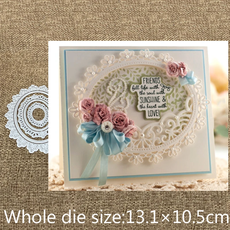

New Design Craft Metal Cutting Dies cut die 5pcs flowers oval frames Scrapbooking Album DIY Paper Card Craft Embossing Die Cuts