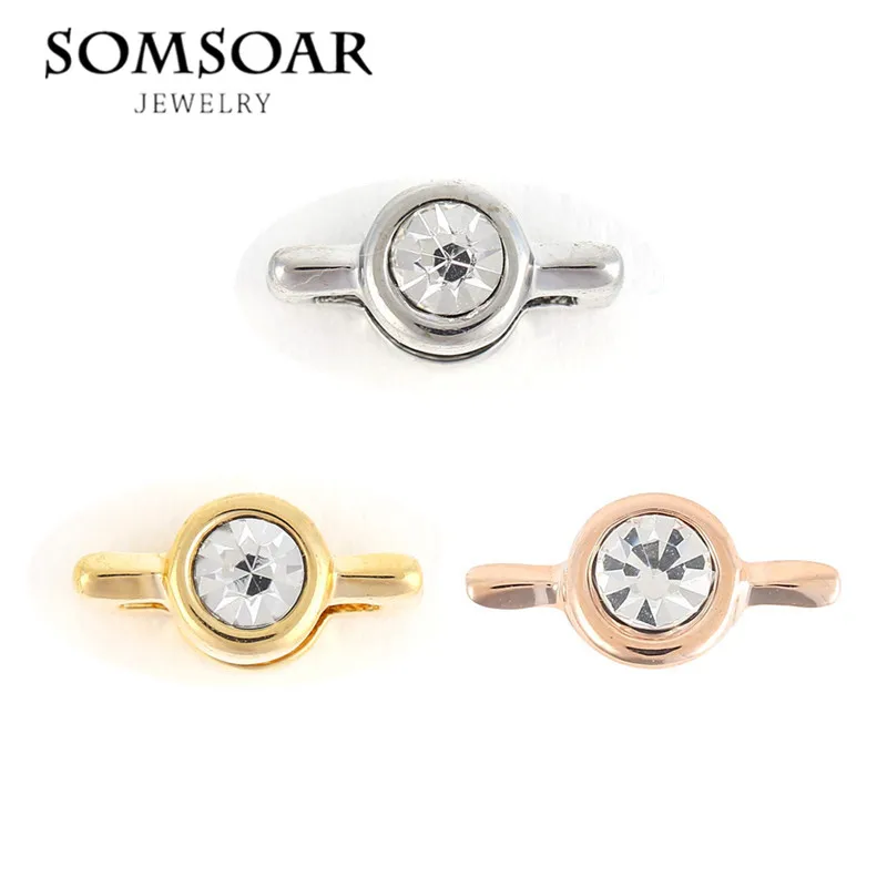 

Somsoar Jewelry Bezel Soliataire Charm Fit For Leather Wrappable Bracelet 10pcs/lot