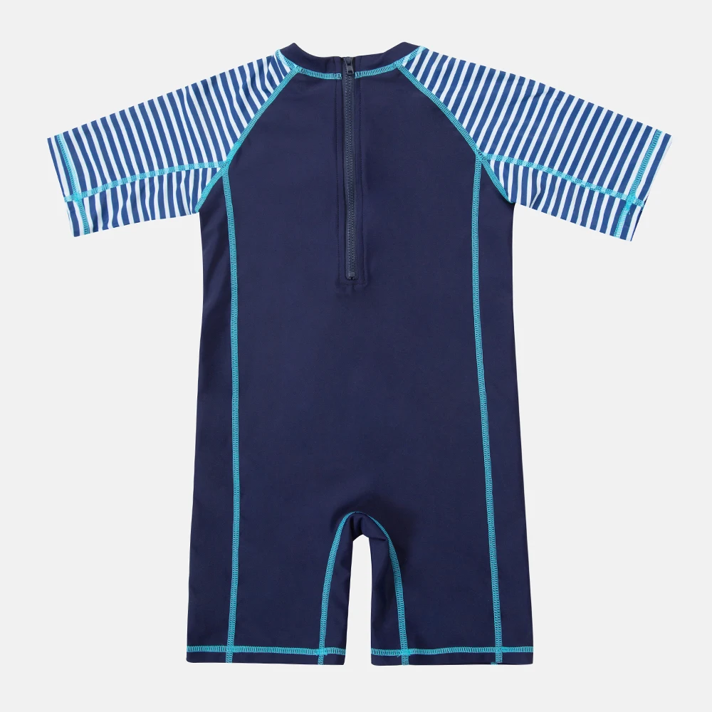 Charmleaks One-Piece Baby Boy's Swimwear Fish Printed Rashguard Swimsuit Child Short Sleeve Rash Guard UPF 50+ Cute Beach Wear