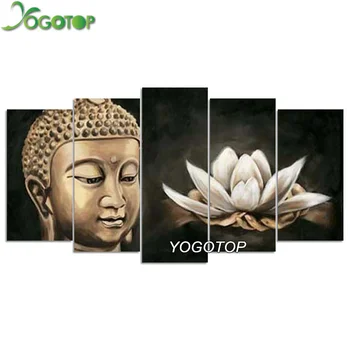 

YOGOTOP DIY Diamond Painting Cross Stitch Kits Diamond Embroidery Lotus Buddha Full 5D Diamond Mosaic Needlework 5pcs ML100