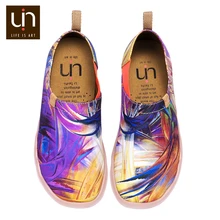 UIN/парусиновая обувь фиолетового цвета, раскрашенная вручную; женские модные лоферы; широкие кроссовки для ног; Женская Легкая удобная обувь