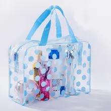 Transparent Waterproof Dot Cosmetic Bag Handbag Zipper Dust-Proof Mak Up Portable Storage Bag Bath Travel Make Up Case Neceser