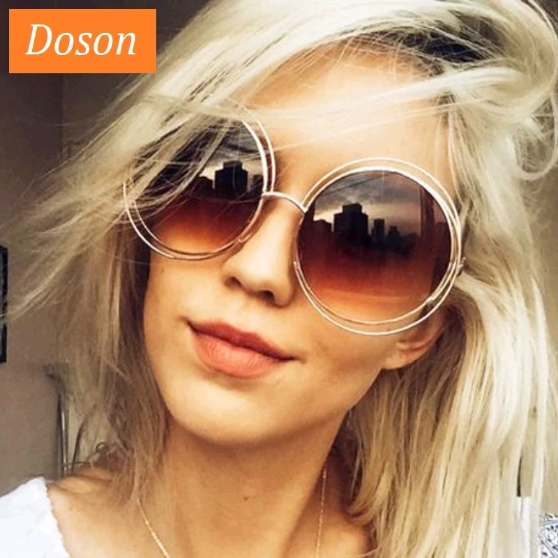 Gafas Sol redondas gran tamaño para mujer, lentes De femeninas con espejo De conducción, Marco grande, gradiente, novedad|Gafas de sol para - AliExpress