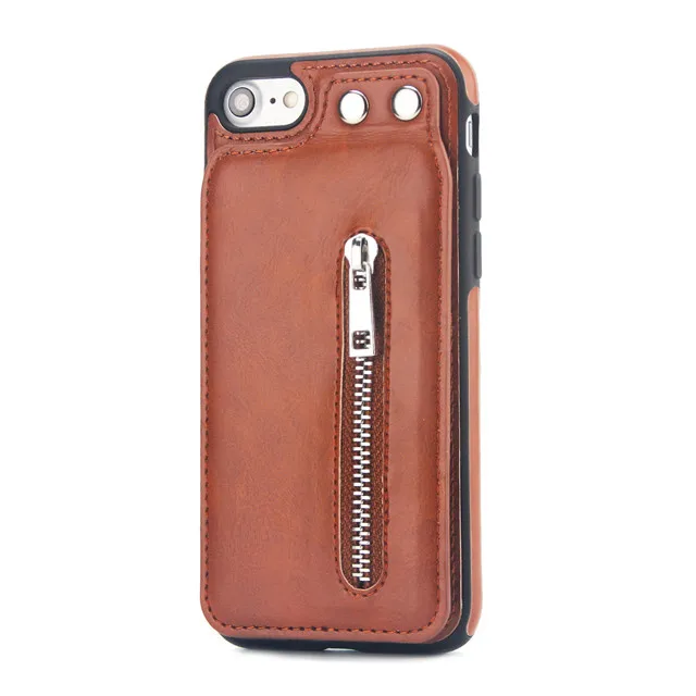 Чехол-подставка s для iPhone X XR XS Max Модный кожаный чехол для телефона держатель для карт кошелек чехол для iPhone X 8 7 6S 6 Plus - Цвет: Brown