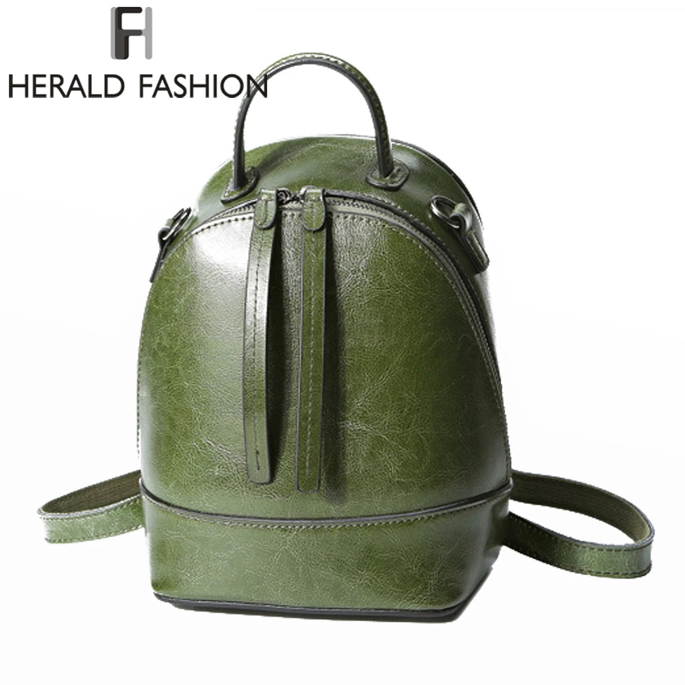 

Herald Fashion Women Genuine Leather Backpacks Quality Cow Split Leather School Bag for Teenage Girl Female Student Shoulder Bag