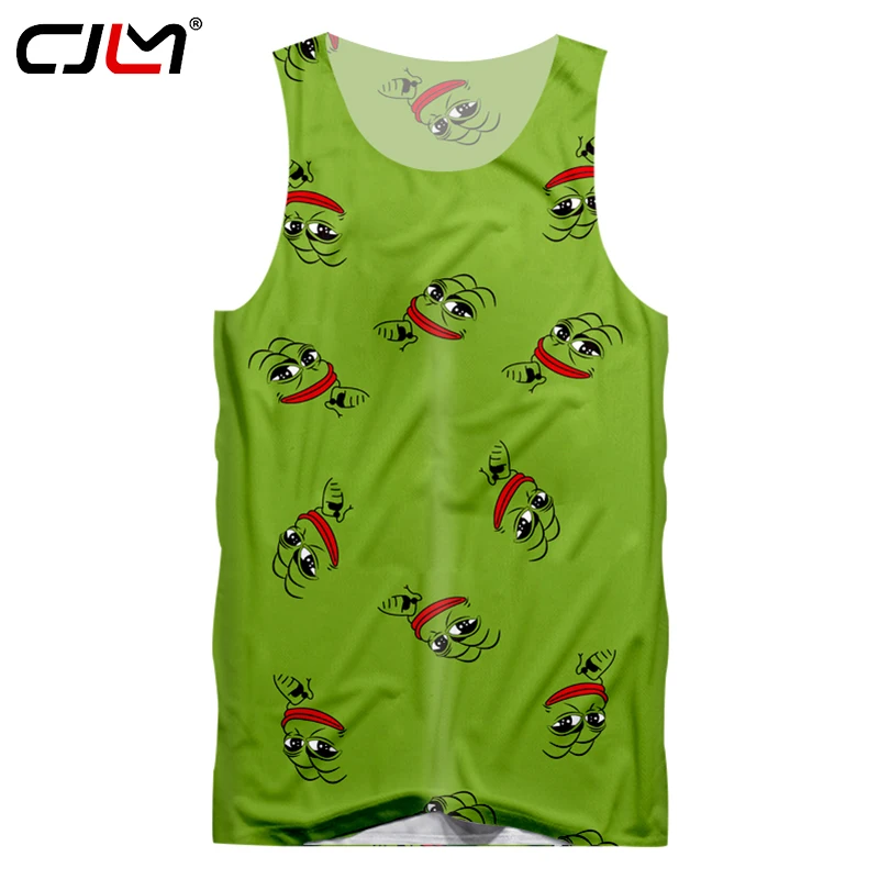 

CJLM 2018 New Harajuku Men 3d Pepe Frog Printed Tanktop Male Hip Hop Exercise Loose Sleevelesa TankTop Summer Cool Vest Dropship