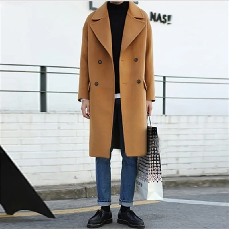 2017 New Men Autumn Winter Trench Coat Men Casual Jacket Pluse Size Loose Fashion Brand Clothing Men'S Jackets For Male  T0053