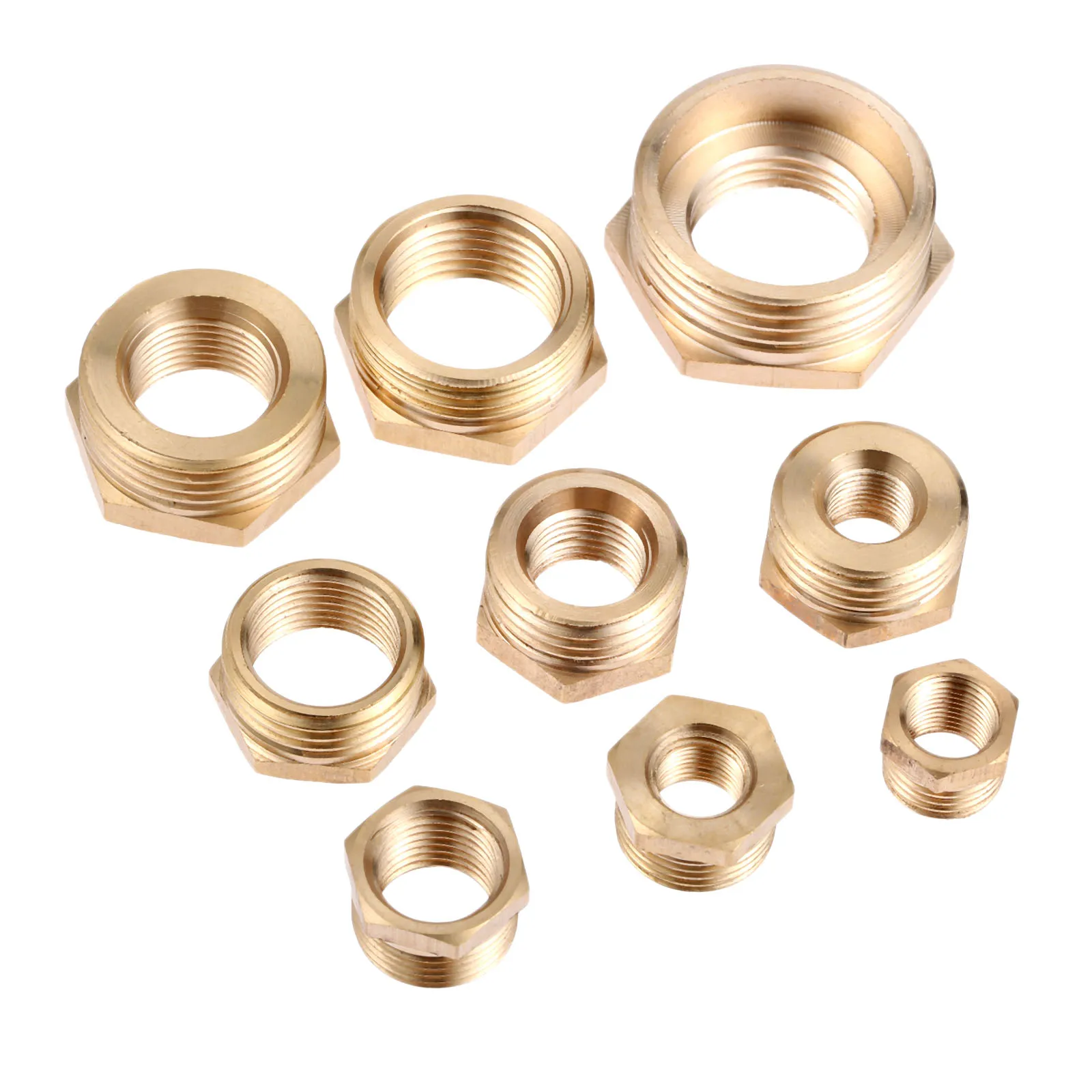 2Pcs 1/8" 1/4" 3/8" 1/2" 3/4"1" Brass Pneumatic Hose Fitting Hex Reducer Bushing Female to Male Change Coupler Connector Adapter