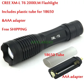 

Big Discount! E007 XM-L T6 2000 Lumens 5 Mode Zoom LED Flashlight Torch For 3 x AAA or 1 x 18650