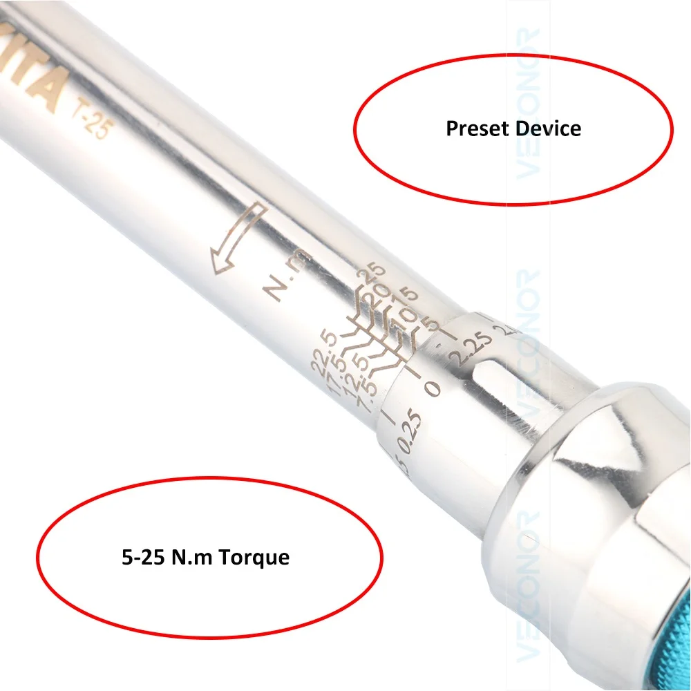 1/" 6,35 мм 5-25N.m предустановленный динамометрический ключ, ручной гаечный ключ, Мультитул, пластиковый чехол, упакованный для ремонта велосипедов и автомобилей