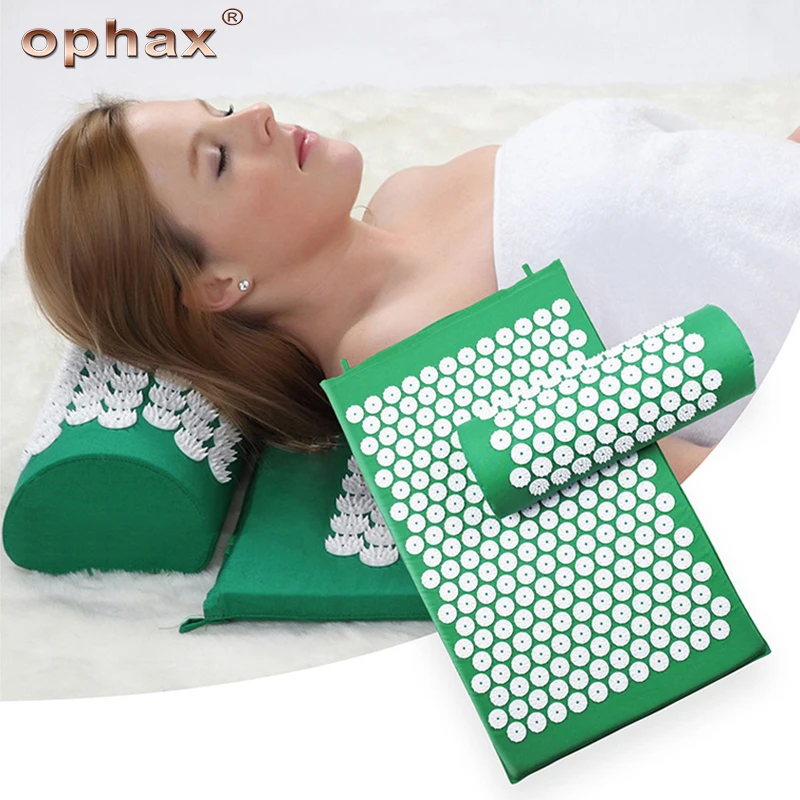 OPHAX Acupressure Mat Massage Relaxation Device Shakti Mat Chinese Acupuncture Mat Relieve Back Body Pain Spike Mat With Pillow