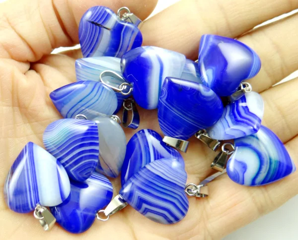 

Natural Stone Striped agates Quartz Crystal Crystal Quartz tiger eye Opal heart charm pendant for diy jewelry making necklace