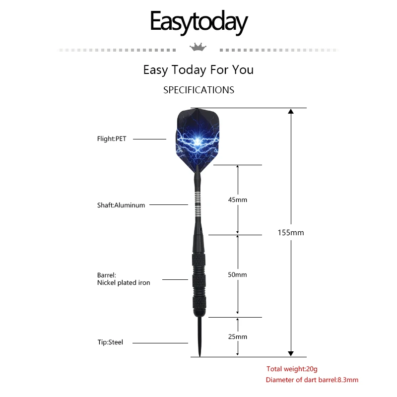 Easytoday 3 шт./компл. Стандартный стальной наконечник Дротика s Профессиональные