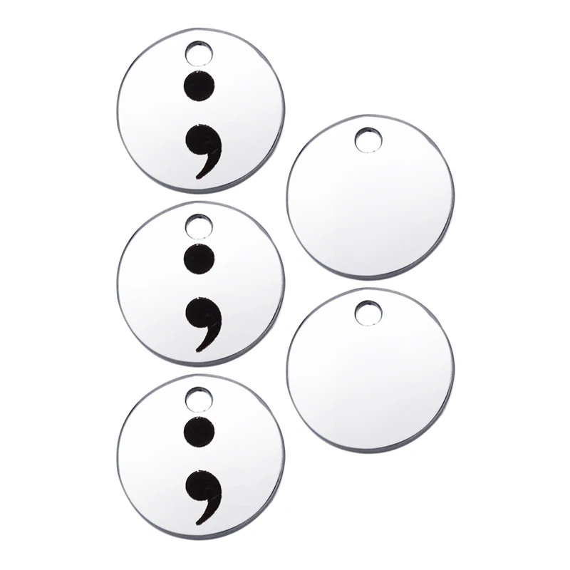 

5PCs Polished Charms Carved Semicolon Stainless Steel Pendants For Necklaces Bracelets DIY Accessories Charms For Jewelry Making