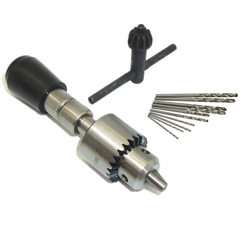 Download Swivel Head Mini Pin Vice Manual Hand Drill Jewelry Wood Drilling Tool & Key With 10pcs HSS ...