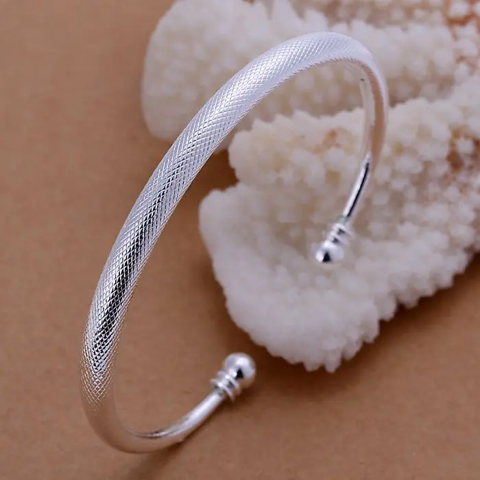 

fine silver plated Bangle 925-sterling-silver jewelry bright open bracelets bangles for women men SK159