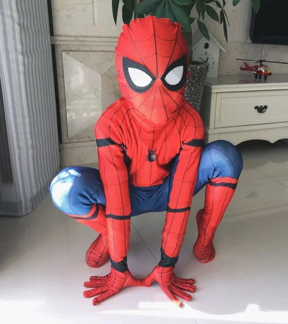 Spiderman Costume Kids Boys Superhero Spandex Suit Amazing