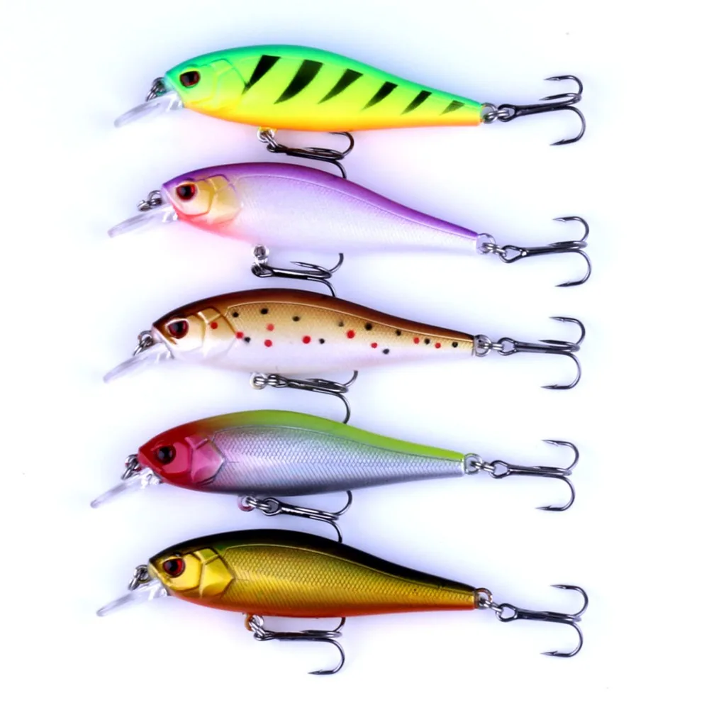 1pc cheap random colour1PC 8cm 7.6g 6Hooks fishing tackle peche Minnow