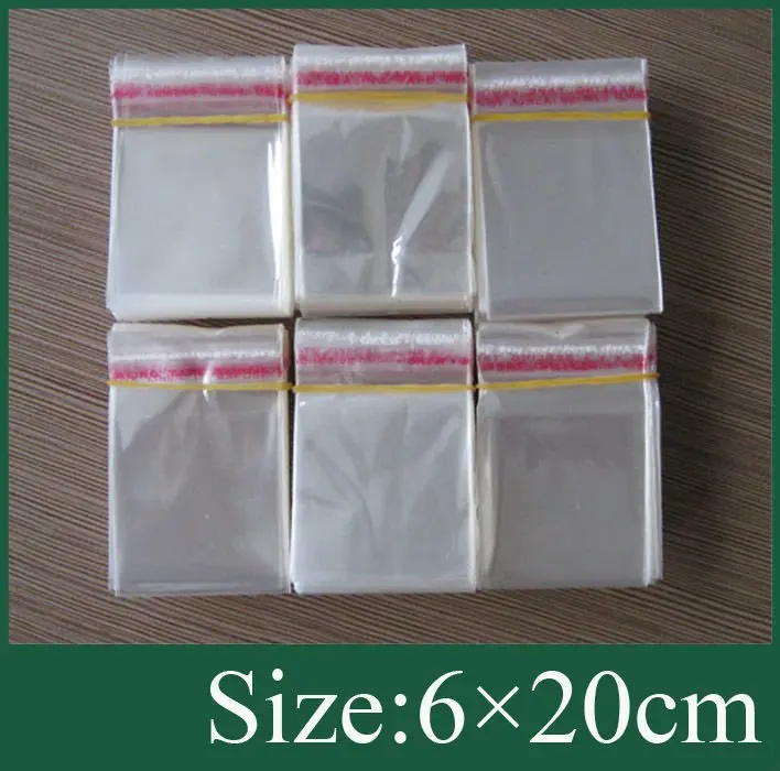 500x прозрачный самоклеющийся полиэтиленовый пакет 6x20 см