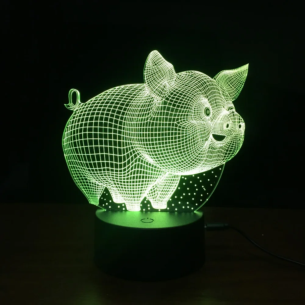 Pig Night Light 3D lamp Touch 7 Colore change USB Table Desk Lamp Baby Sleeping nightlight For Kid Gift | Лампы и освещение