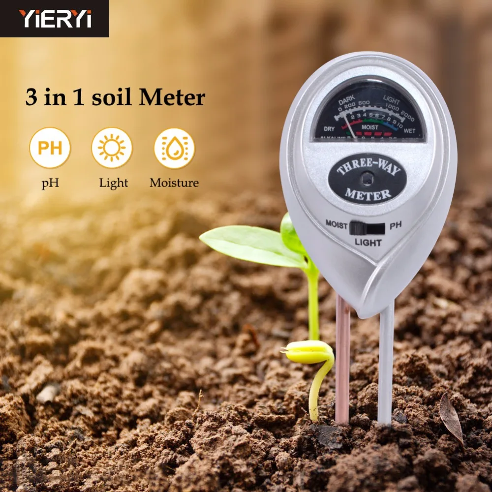 

2018 new yieryi 3 in1 Moisture Light PH Plant Flowers Soil PH Tester Moisture Light Meter Hydroponics Analyzer