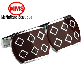 

MeMolissa Fashionable red chequered square wedding cuff button, French long-sleeved shirt and sleeve nail shirt with Cufflinks