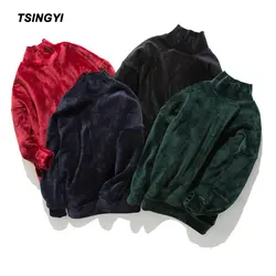 Tsingyi пуловер сплошной астромир толстовки для мужчин и женщин Kanye уличная хип хоп водолазка Толстовка Homme золото бархат 5XL кофты