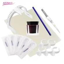 Микро облопачивание tebori макияж татуировки и тела художественные наборы ручка-держатель игл бровей практика набор краски с 14pin иглы Лезвия чернил кольцевые инструменты