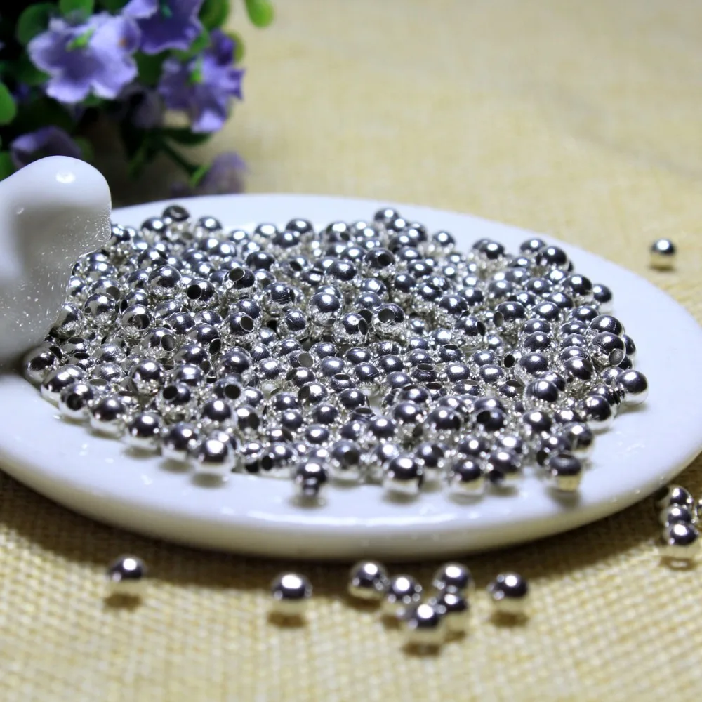 

Wholesale 500 Pcs aLot 3 mm Metal Silver Plated Round Spacers Beads For Jewelry Making DIY Bracelet Neklace Material Findings