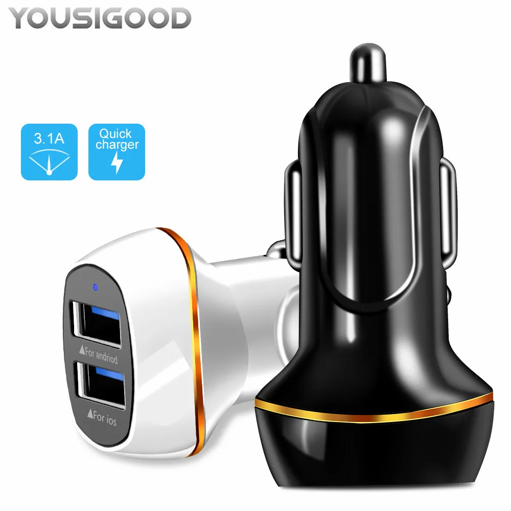 2 USB الناتج شاحن سيارة 3.1A ماكس (الحقيقي) سريع تهمة ل فون 6 6 زائد SE لسامسونج S6 S5 S4 المحمول ثانية الهواتف أقراص 2 USB الناتج شاحن سيارة 3.1A ماكس (الحقيقي) سريع تهمة ل فون 6 6 زائد SE لسامسونج S6 S5 S4 المحمول ثانية الهواتف أقراص