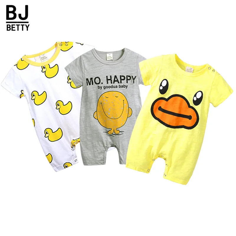 2018 Summer Short Sleeved Jumpsuit For Newborn Romper Duck Baby Boy Girl Clothes 0-24M Rompers BBR192 | Детская одежда и обувь