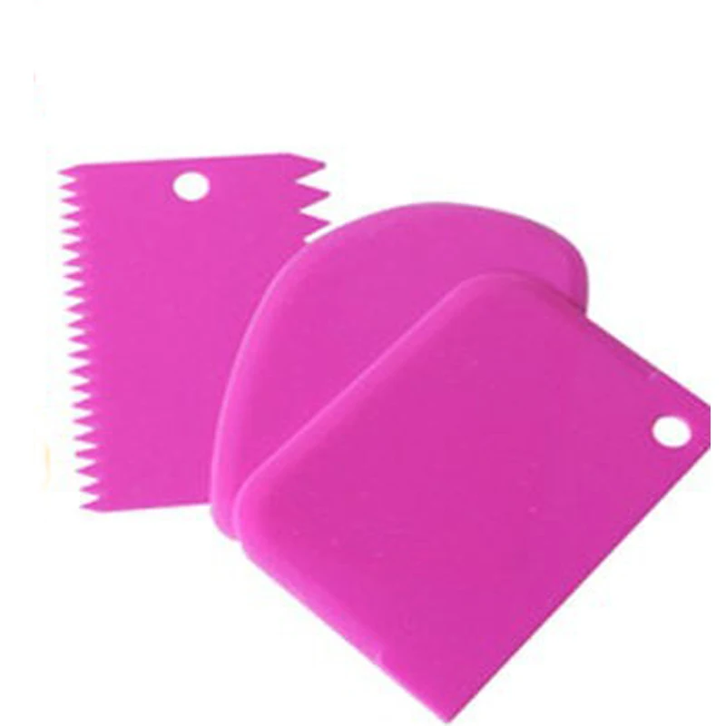  3Pcs/set Plastic Dough Icing Fondant Scraper Cake Decorating Baking Pastry Tools Plain Smooth Jagge
