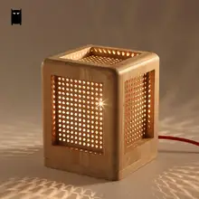 Квадратная настольная лампа из дубового дерева, современный деревенский скандинавский корейский Азиатский японский Настольный светильник, светильник для спальни, прикроватный Цоколь E27
