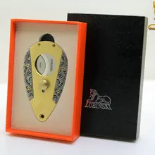 LUBINSKI обрезки сигар желтый путешествия нож из нержавеющей стали с двумя режущими кромками сигар ножницы аксессуары Подарочная коробка LBJ05AB