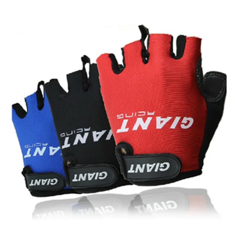 Giant Women Men Cycling Bicycle Bike Gloves Half Finger Anti Slip Breathable Outdoor Sports Gloves M-XL 3 Colors Black Blue Red