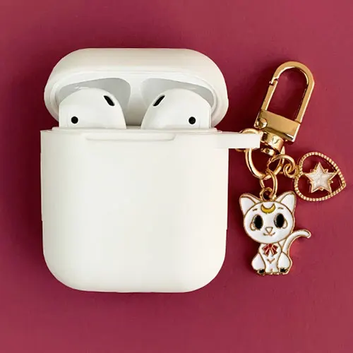 Милый Кот сердце украшения силиконовый чехол для Apple Airpods 1 2 Аксессуары Bluetooth наушники защитный чехол Коробка для наушников сумка - Цвет: Белый