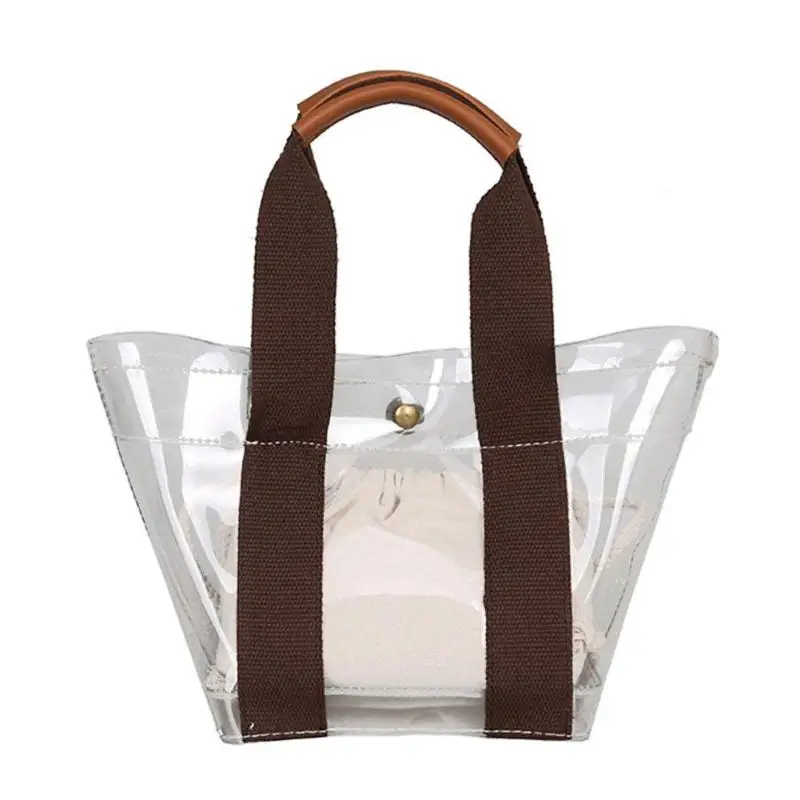 Hot Sale Casual Composite Bag Clear PVC Women Shopping Handbags Jelly Transparent Plastic Summer ...
