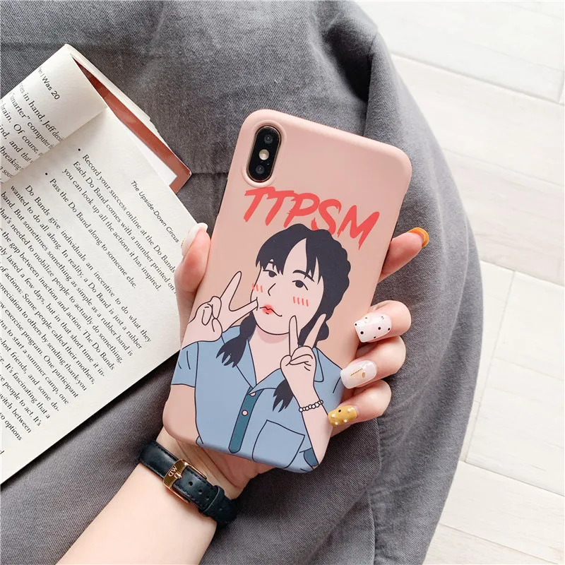 

For iphone 6s 6 7 8plus case Fashion Girl For iphone XS MAX XR X Soft Case TPU Liquid Cute Protective Back Cover