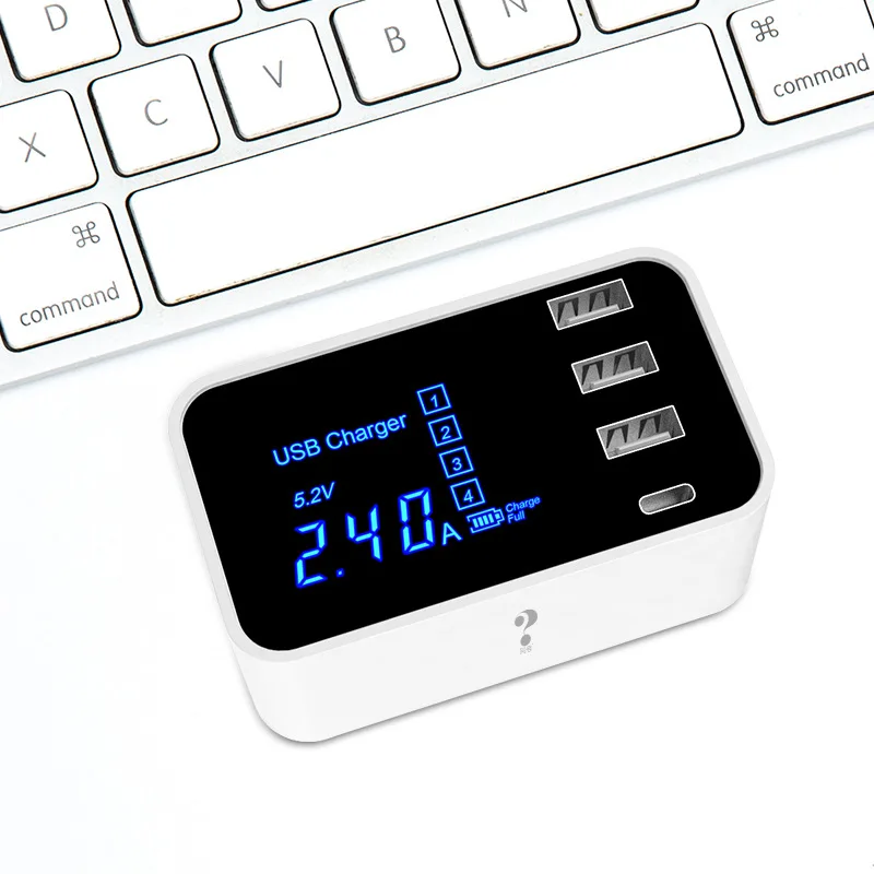 AABB? Wenhao 3 usb-порта зарядное устройство концентратор+ ЖК-дисплей type-C 20 Вт умный рабочий стол зарядная станция 5 в 2A для samsung Xiaomi Ip