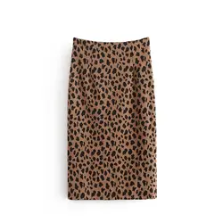 Горячая Распродажа A0914U5 Новинка осени Европа и США с леопардовая расцветка показать тонкий разрез юбки #8302