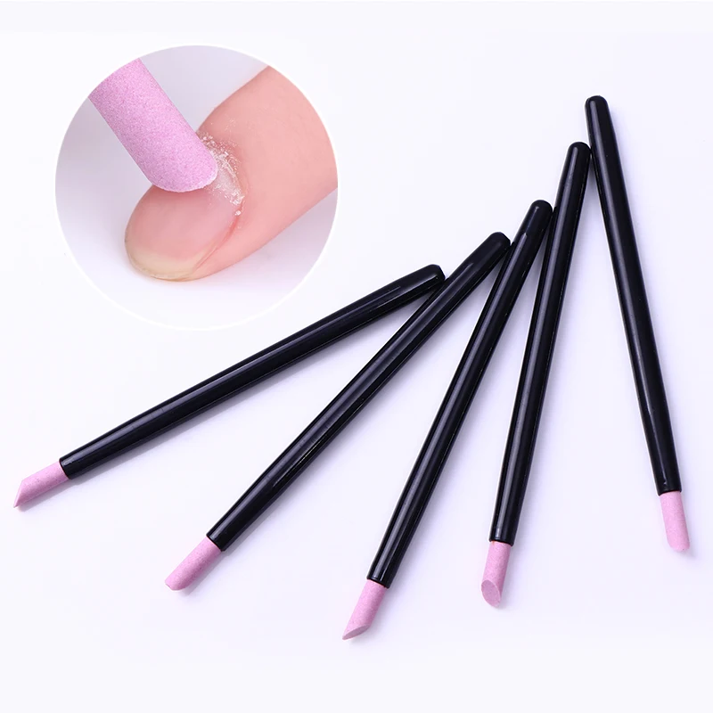 

Quartz Stone Nail Tool Scrub Pen Cuticle Remover Pusher Trimmer Manicure Nail Care Tool Black Handle 5 Pcs a lot