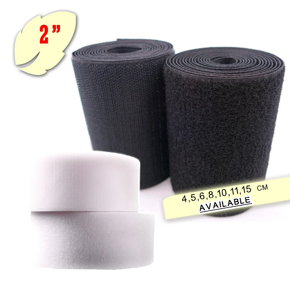 

5 yards pack 2 inch hook and loop fastener grip tape sew on fastener color white black craft sewing & repairs
