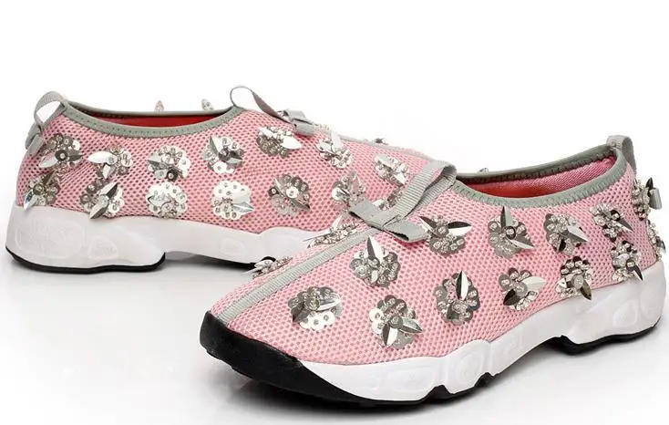 2015 summer handmade diamond mesh embroidery flats sequin flower heavy bottomed shoes for font b women