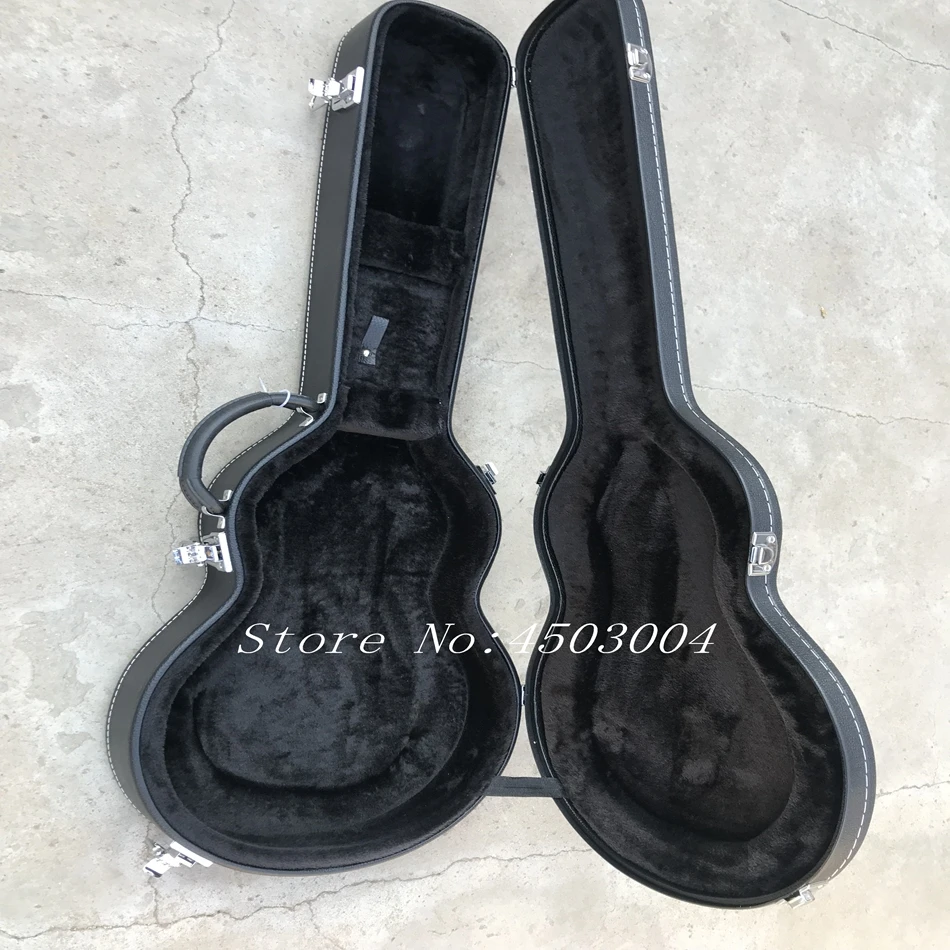 

New style, high quality custom LP standard electric guitar case, black leather hard case with black lining, free shipping