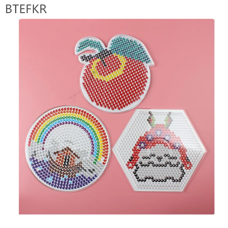 

3pcs/set 5mm Hama Bead Pegboard Jigsaw Puzzle Toys Perler Beads Educational 3D puzzle Transparent Shape Template for Children